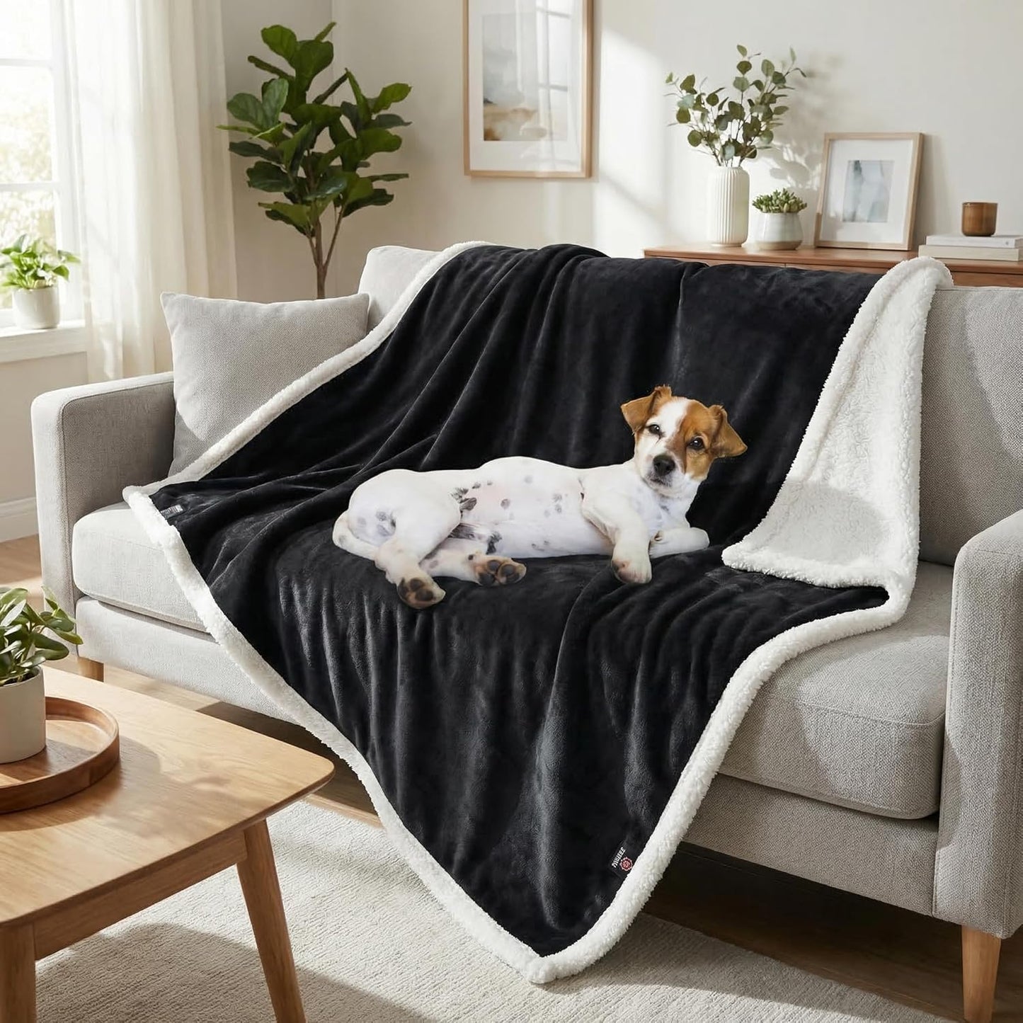 Dog Blankets for Large Dogs, Soft Fluffy Fleece Pet Blankets for Couch, Sofa, Dog Beds, Car Seats, Creat, Washable, 50X60 Inches, Black