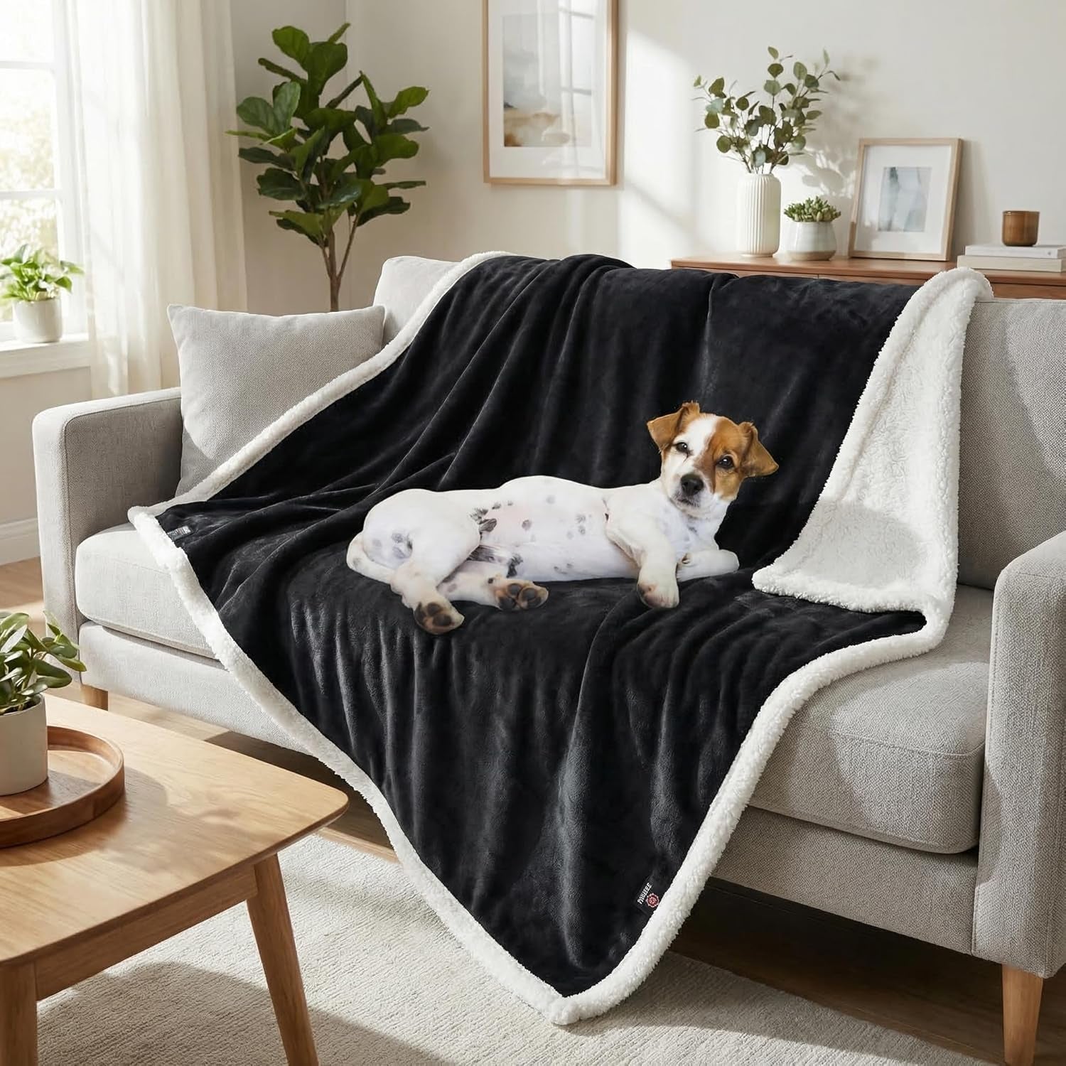 Dog Blankets for Large Dogs, Soft Fluffy Fleece Pet Blankets for Couch, Sofa, Dog Beds, Car Seats, Creat, Washable, 50X60 Inches, Black