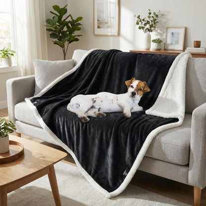 Dog Blankets for Large Dogs, Soft Fluffy Fleece Pet Blankets for Couch, Sofa, Dog Beds, Car Seats, Creat, Washable, 50X60 Inches, Black